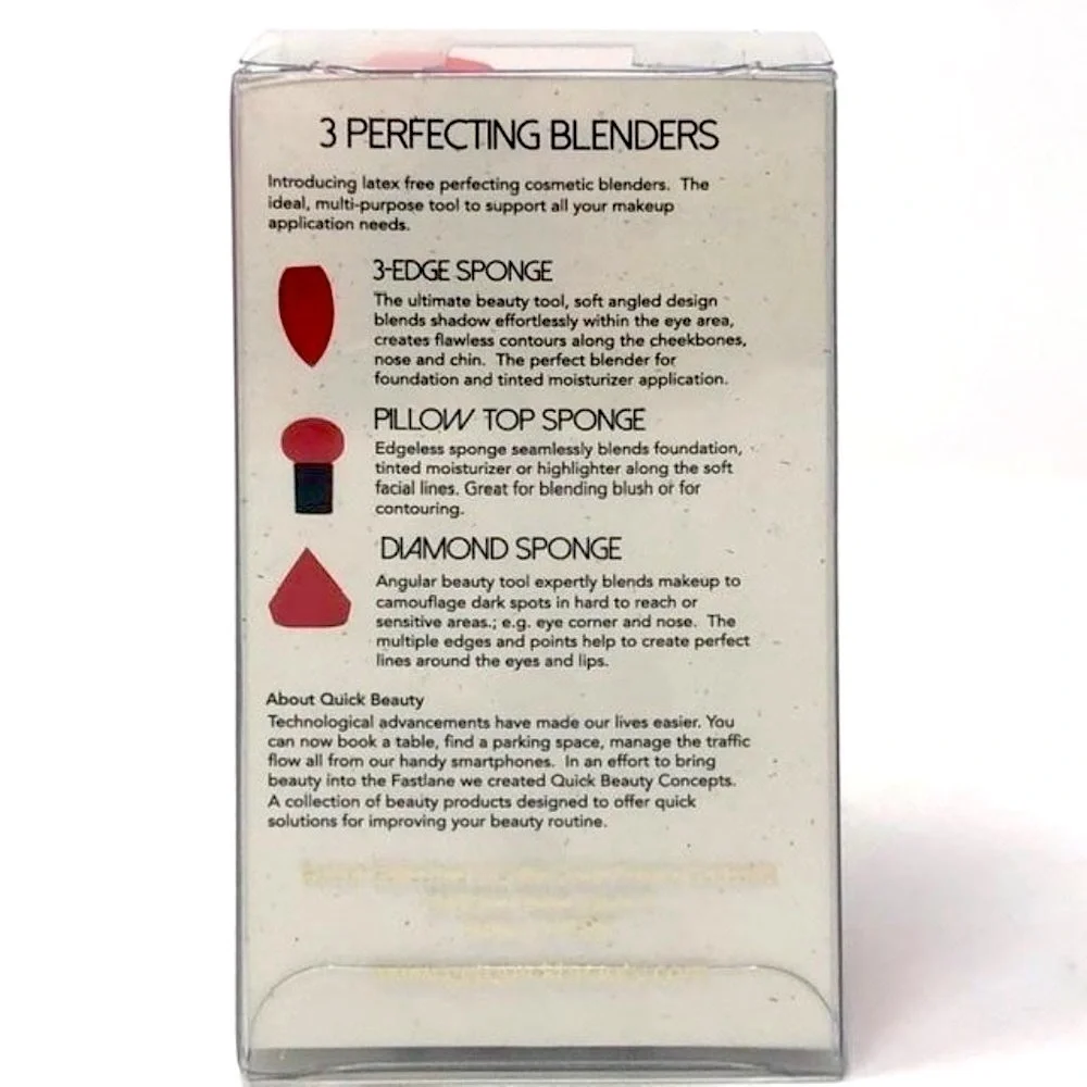 🌺 Quick Beauty 3-Piece Makeup Blender Sponge Set Neiman Marcus Contour NWT
